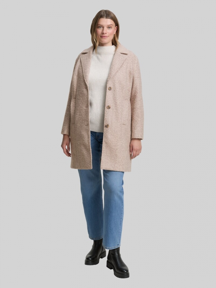 Tom Tailor Plus Size - Bouclé Mantel mit Reverskragen - Boucle Beige Melange Tom Tailor Plus Size - Bouclé Mantel mit Reverskragen - Boucle Beige Melange