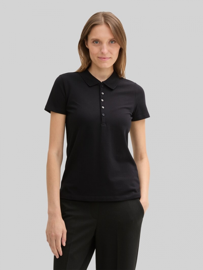 Tom Tailor Poloshirt aus Stretch Piqué - Deep Black Tom Tailor Poloshirt aus Stretch Piqué - Deep Black
