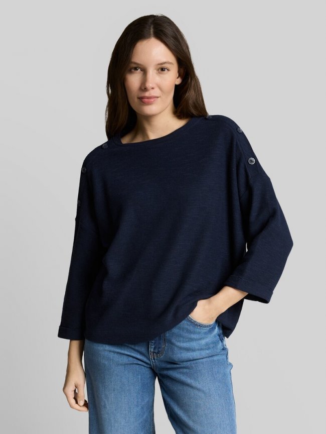 Tom Tailor Langarmshirt mit Knopf-Details - Sky Captain Blue Tom Tailor Langarmshirt mit Knopf-Details - Sky Captain Blue