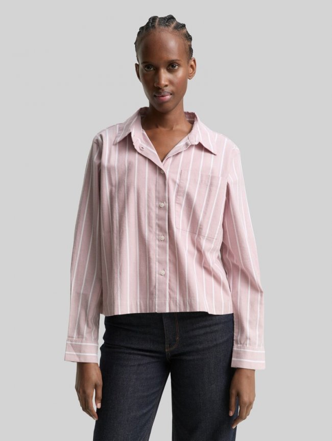 Tom Tailor Boxy Fit Hemdbluse mit Streifenmuster - Dusty Rose White Stripe Tom Tailor Boxy Fit Hemdbluse mit Streifenmuster - Dusty Rose White Stripe