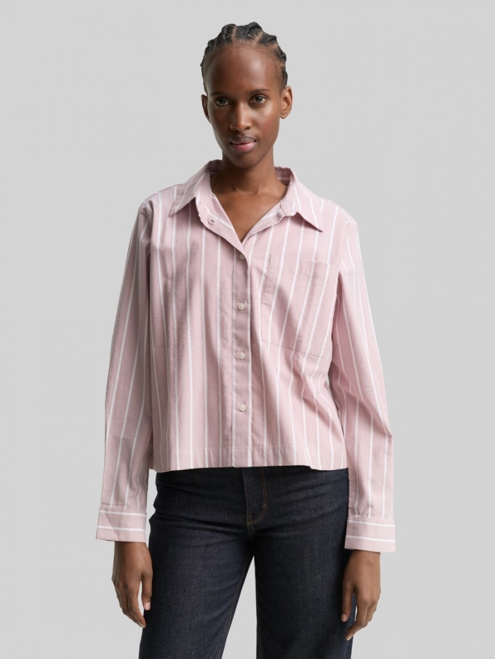 Tom Tailor Boxy Fit Hemdbluse mit Streifenmuster - Dusty Rose White Stripe Tom Tailor Boxy Fit Hemdbluse mit Streifenmuster - Dusty Rose White Stripe