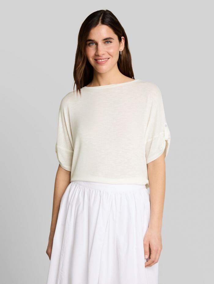Tom Tailor T-Shirt mit Turn-Up-Funktion - Whisper White Tom Tailor T-Shirt mit Turn-Up-Funktion - Whisper White