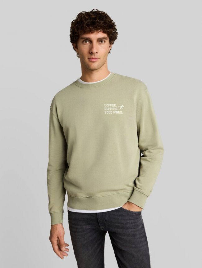 Tom Tailor Relaxed Fit Sweatshirt mit Print - Dark Sage Green Tom Tailor Relaxed Fit Sweatshirt mit Print - Dark Sage Green