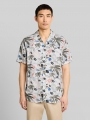 Tom Tailor Regular Fit Resort Kurzarmhemd aus Viskose - Off White Beach Design