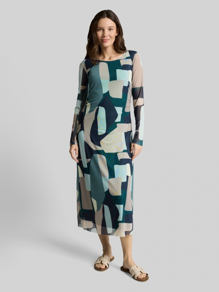 Tom Tailor Mesh Midi-Kleid mit Muster - Abstract Stripe Print Tom Tailor Mesh Midi-Kleid mit Muster - Abstract Stripe Print