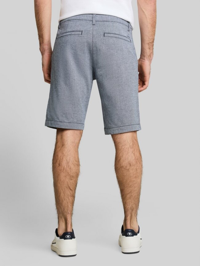 Tom Tailor Chino Shorts mit Stretch - Navy Structure Tom Tailor Chino Shorts mit Stretch - Navy Structure