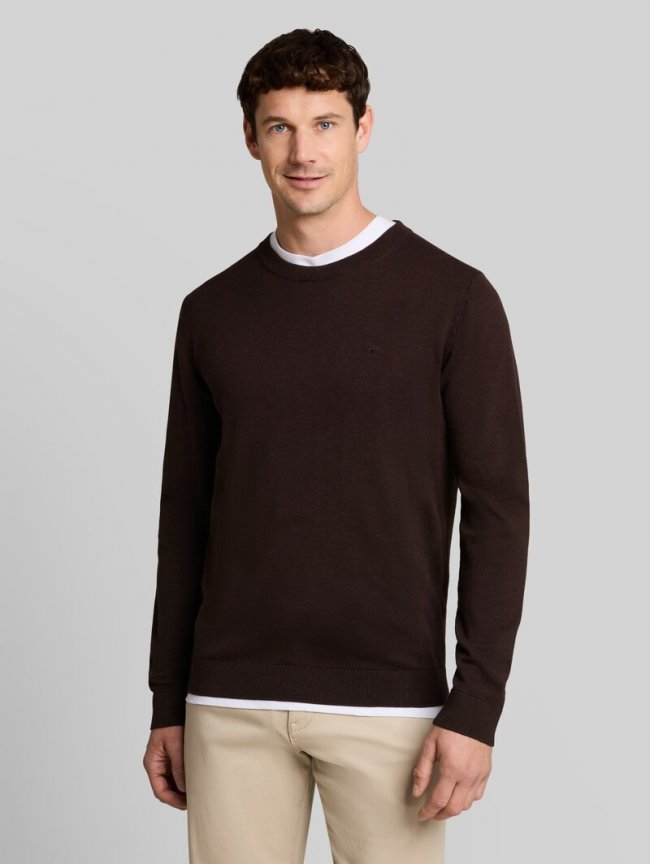 Tom Tailor Basic Strickpullover aus Baumwolle - Dark Chocolate Brown Melange Tom Tailor Basic Strickpullover aus Baumwolle - Dark Chocolate Brown Melange