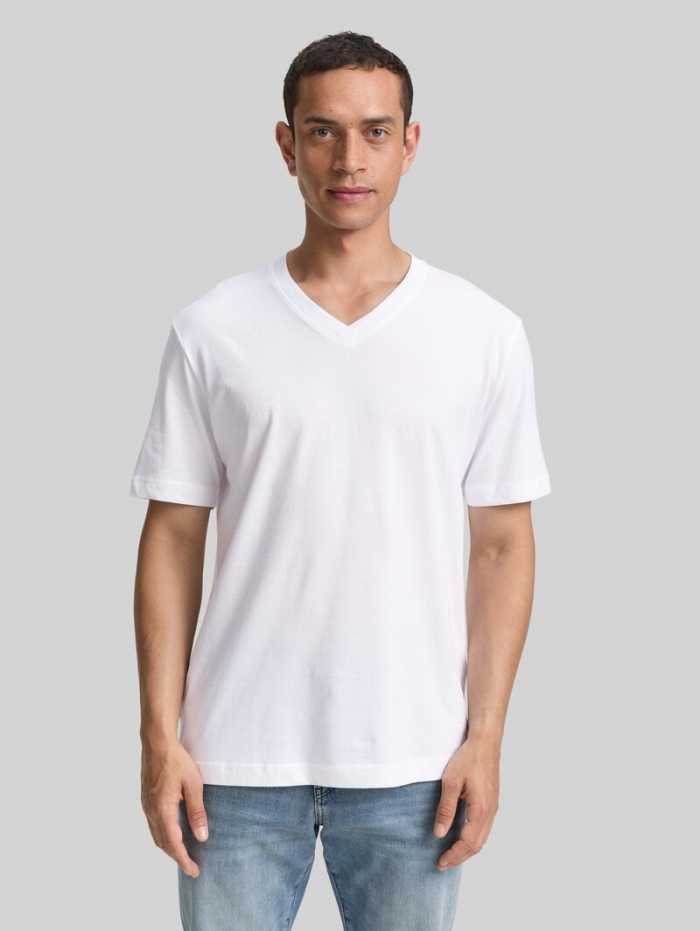 Tom Tailor T-Shirts mit V-Ausschnitt im 2er-Pack - White Tom Tailor T-Shirts mit V-Ausschnitt im 2er-Pack - White