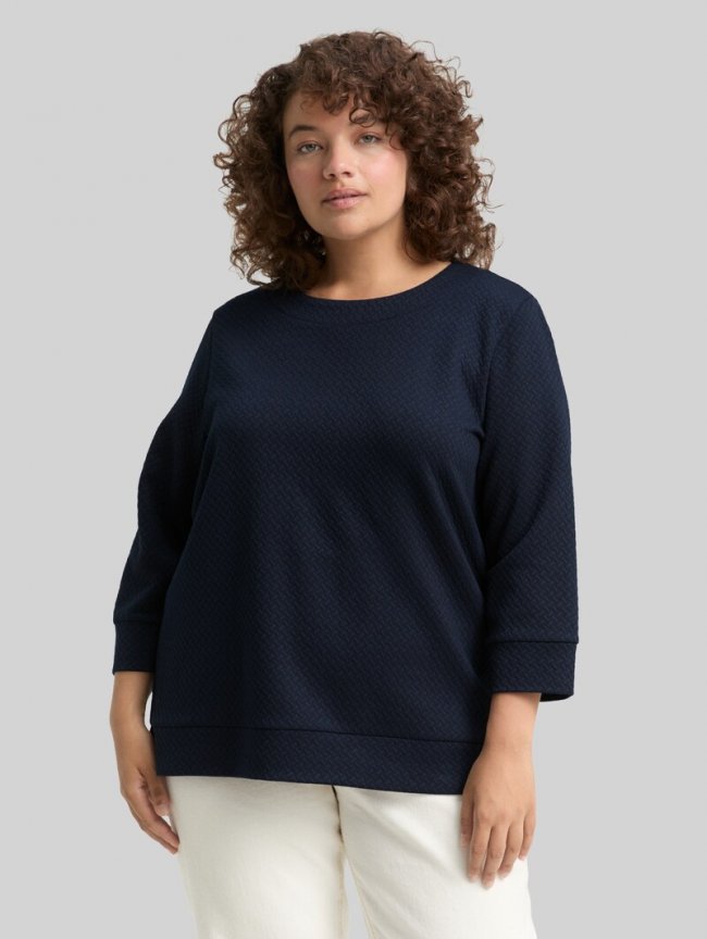 Tom Tailor Plus Size - Boxy Fit Sweatshirt - Sky Captain Blue Tom Tailor Plus Size - Boxy Fit Sweatshirt - Sky Captain Blue