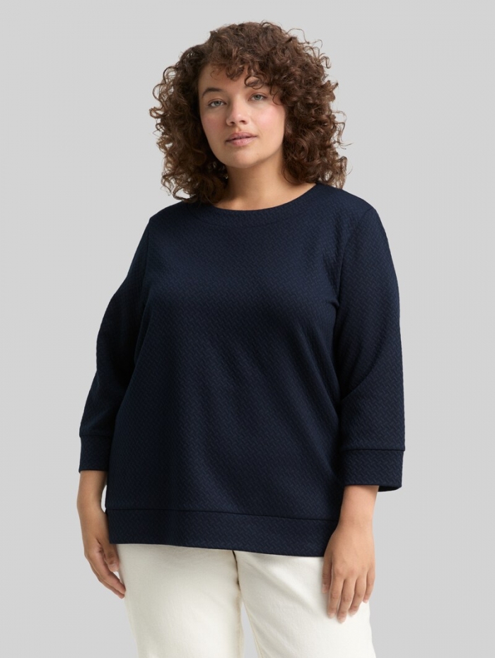 Tom Tailor Plus Size - Boxy Fit Sweatshirt - Sky Captain Blue Tom Tailor Plus Size - Boxy Fit Sweatshirt - Sky Captain Blue