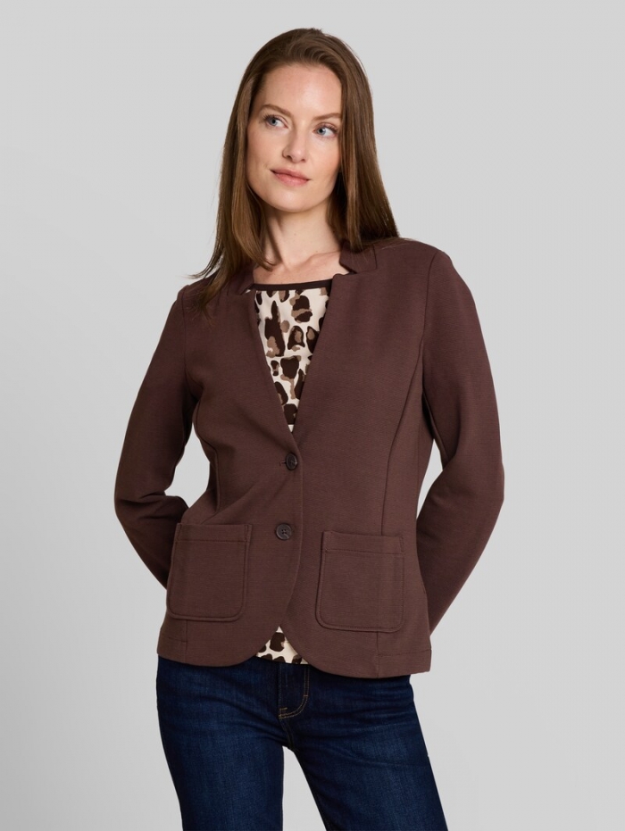 Tom Tailor Slim Fit Blazer mit Ottoman Struktur - Java Dark Brown