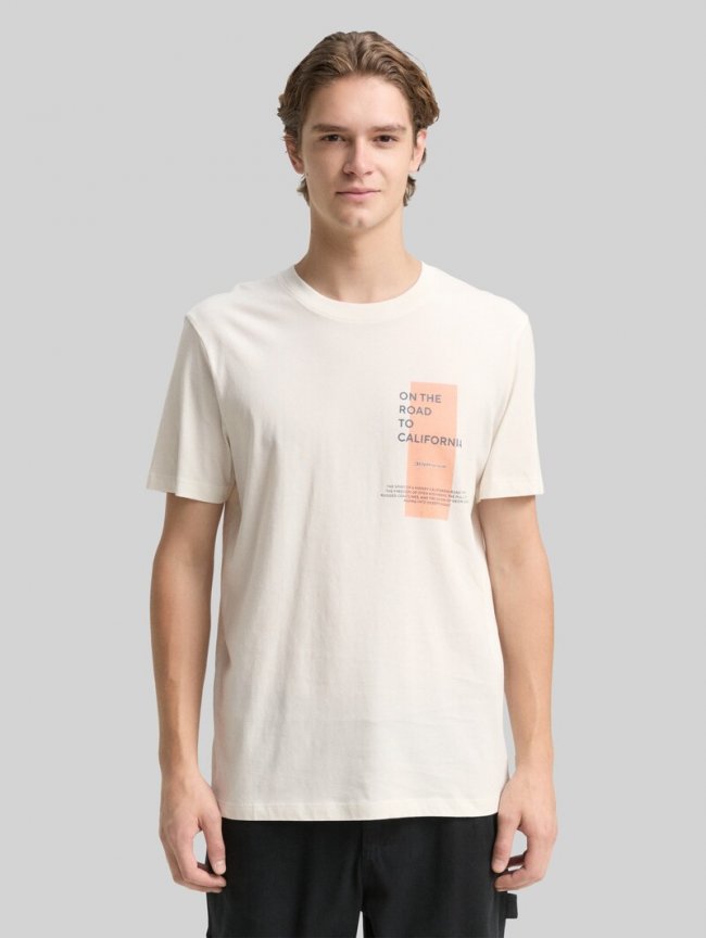 Tom Tailor T-Shirt mit Print - Wool White Tom Tailor T-Shirt mit Print - Wool White