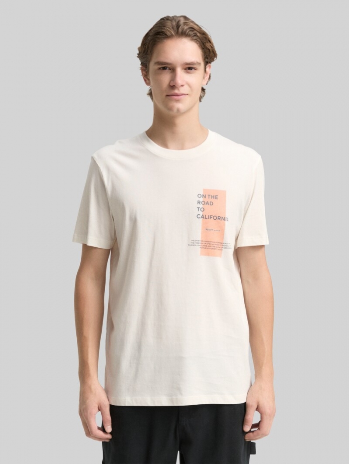 Tom Tailor T-Shirt mit Print - Wool White Tom Tailor T-Shirt mit Print - Wool White