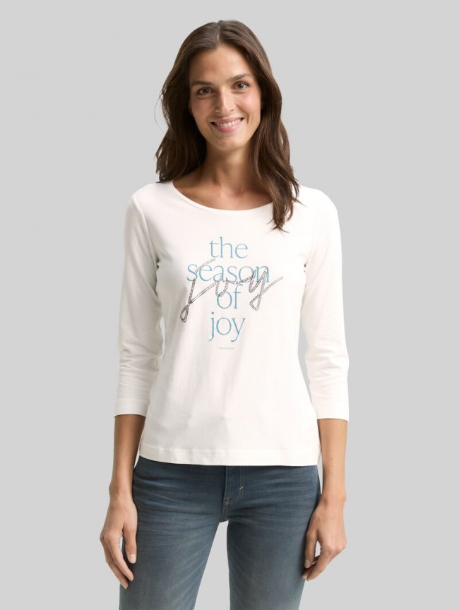 Tom Tailor Langarmshirt mit Print - Soft Clear White Tom Tailor Langarmshirt mit Print - Soft Clear White