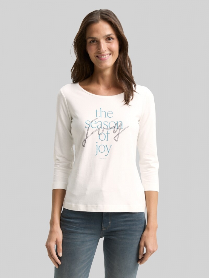 Tom Tailor Langarmshirt mit Print - Soft Clear White Tom Tailor Langarmshirt mit Print - Soft Clear White