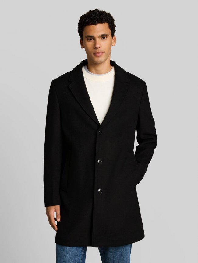 Tom Tailor Relaxed Fit Wollmantel mit Reverskragen - Black Tom Tailor Relaxed Fit Wollmantel mit Reverskragen - Black