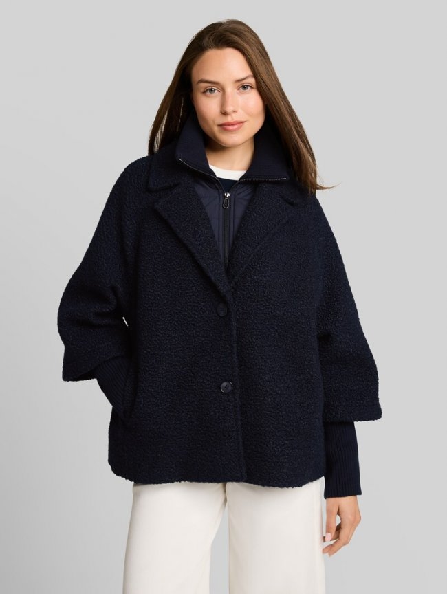 Tom Tailor Cosy Cape Jacke im 2-in-1-Look - Sky Captain Blue Tom Tailor Cosy Cape Jacke im 2-in-1-Look - Sky Captain Blue