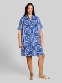 Tom Tailor Plus Size - Kleid mit Leinenanteil - Blue Flower Tile Design Tom Tailor Plus Size - Kleid mit Leinenanteil - Blue Flower Tile Design
