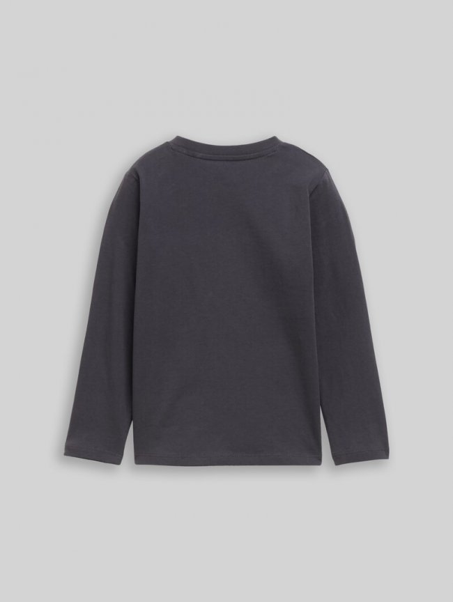 Tom Tailor Langarmshirt mit Biber-Print - Coal Grey Tom Tailor Langarmshirt mit Biber-Print - Coal Grey