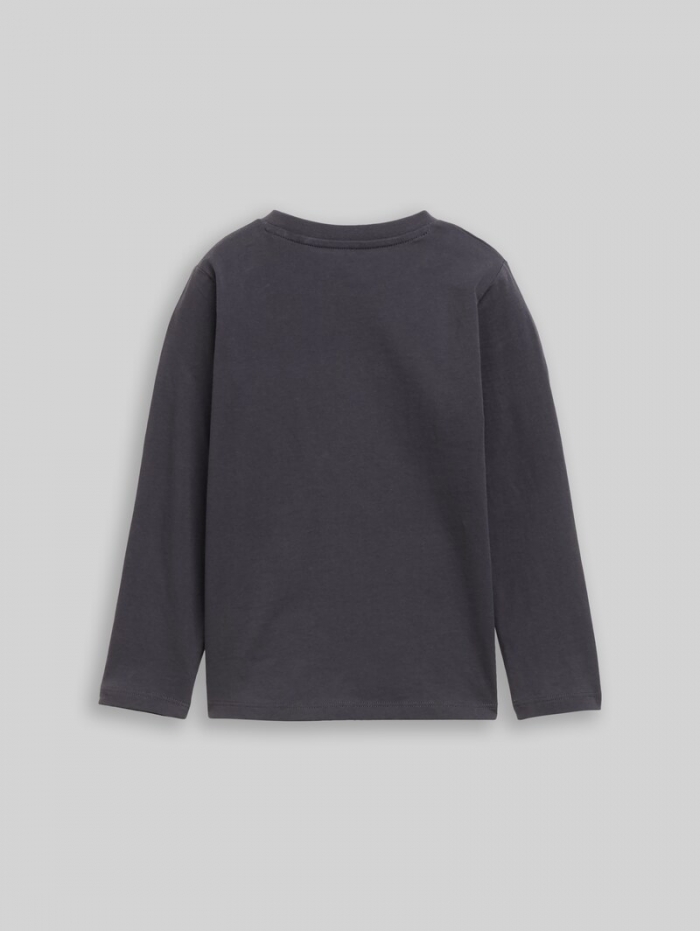 Tom Tailor Langarmshirt mit Biber-Print - Coal Grey Tom Tailor Langarmshirt mit Biber-Print - Coal Grey