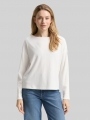 Tom Tailor Loose Fit Langarmshirt mit Rippstruktur - Whisper White Tom Tailor Loose Fit Langarmshirt mit Rippstruktur - Whisper White