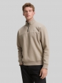 Tom Tailor Troyer Sweatshirt mit Logo-Print - Roasted Nut Brown