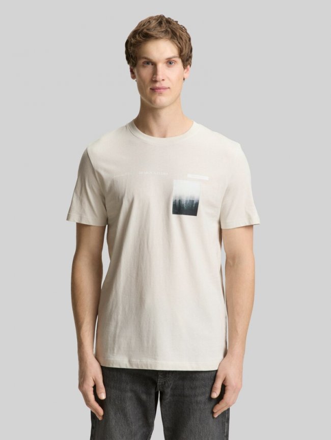 Tom Tailor T-Shirt mit Fotoprint - Greyish White