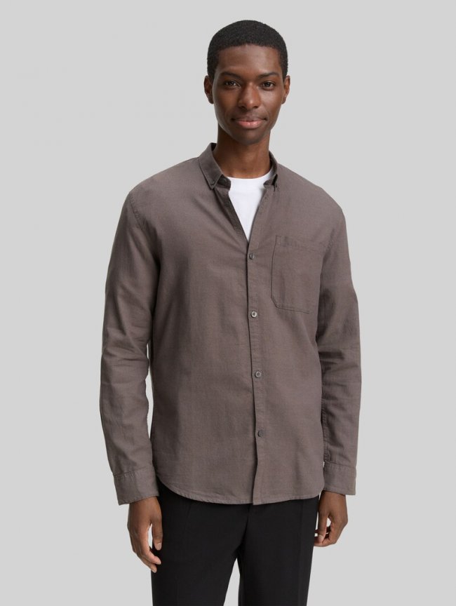 Tom Tailor Regular Fit Hemd mit Brusttasche - Ash Grey Fine Structure Tom Tailor Regular Fit Hemd mit Brusttasche - Ash Grey Fine Structure