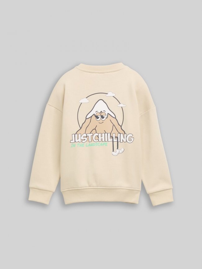 Tom Tailor Oversize Sweatshirt mit Rückenprint - Castle Beige Tom Tailor Oversize Sweatshirt mit Rückenprint - Castle Beige