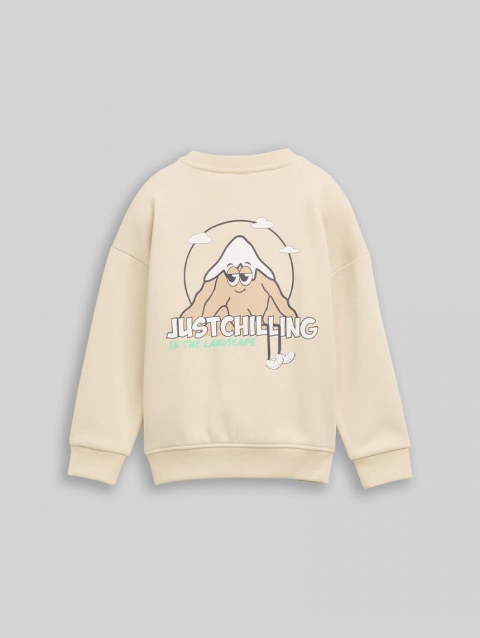 Tom Tailor Oversize Sweatshirt mit Rückenprint - Castle Beige