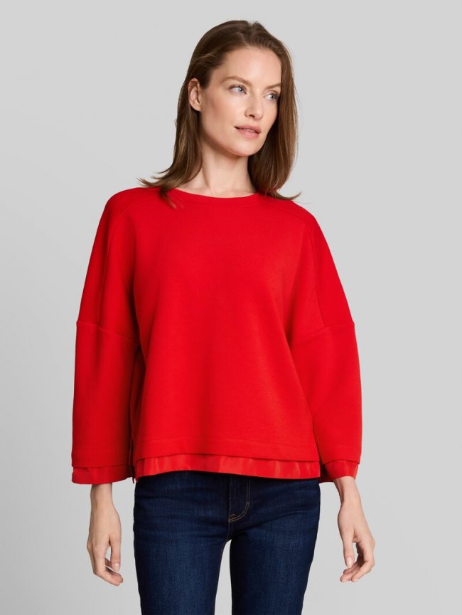 Tom Tailor Loose Fit Sweatshirt mit 7/8-Arm - Soft Scarlet Red Tom Tailor Loose Fit Sweatshirt mit 7/8-Arm - Soft Scarlet Red