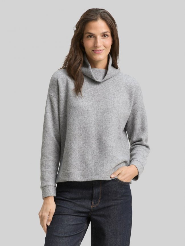 Tom Tailor Loose Fit Sweatshirt mit Rollkragen - Medium Silver Grey Melange Tom Tailor Loose Fit Sweatshirt mit Rollkragen - Medium Silver Grey Melange