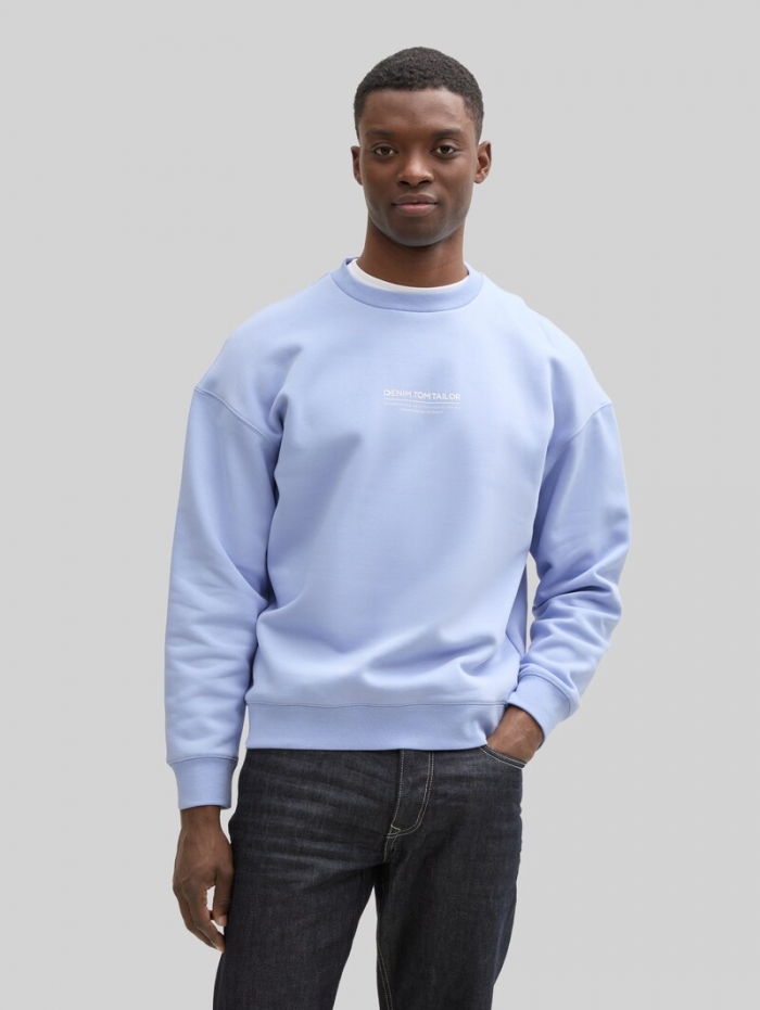 Tom Tailor Relaxed Sweatshirt mit Logo-Print - Brunnera Blue Tom Tailor Relaxed Sweatshirt mit Logo-Print - Brunnera Blue