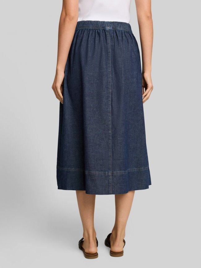 Tom Tailor Midi-Jeansrock mit Taschen - Blue Rinse Denim Tom Tailor Midi-Jeansrock mit Taschen - Blue Rinse Denim