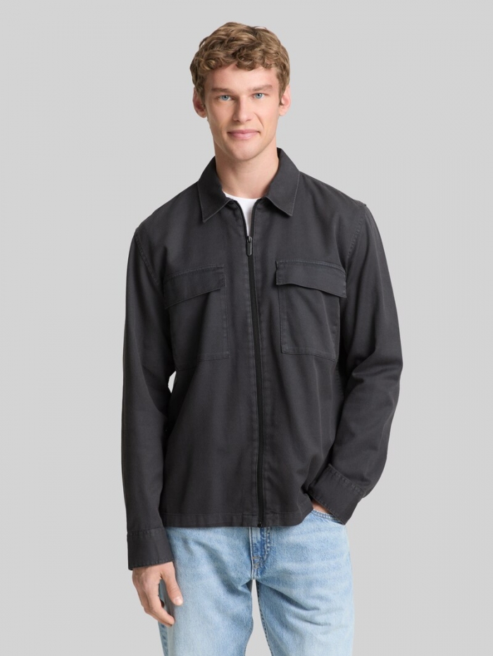 Tom Tailor Overshirt mit Reißverschluss - Urban Medium Grey Tom Tailor Overshirt mit Reißverschluss - Urban Medium Grey