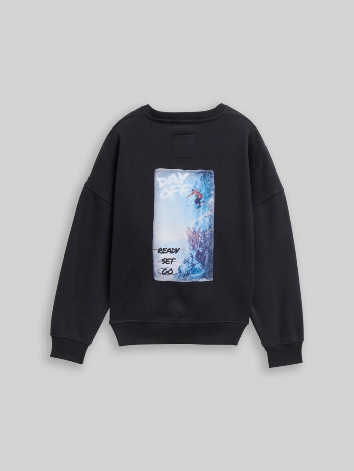 Tom Tailor Oversize Sweatshirt mit Rückenprint - Heavy Black Tom Tailor Oversize Sweatshirt mit Rückenprint - Heavy Black