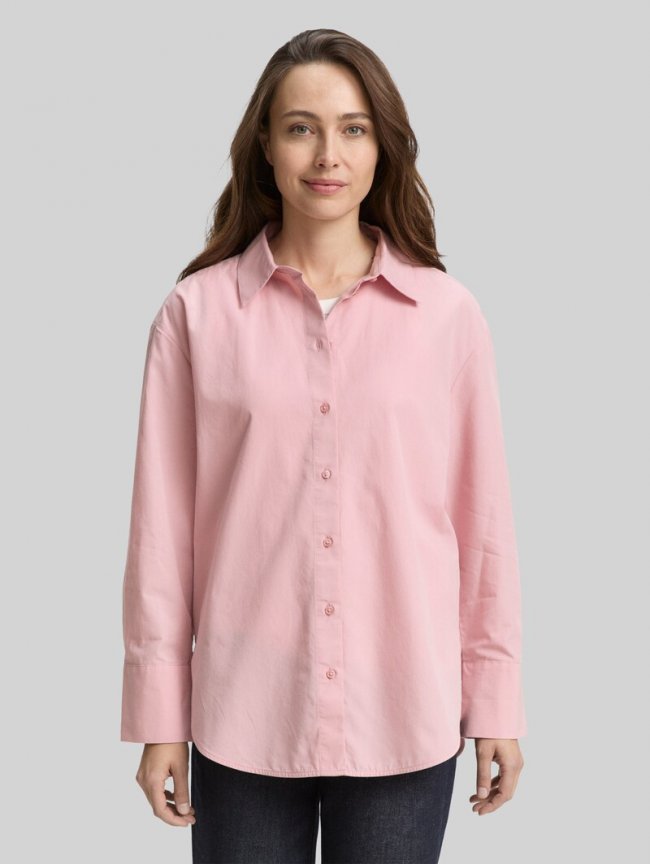 Tom Tailor Loose Fit Popeline Hemdbluse - Morning Pink Tom Tailor Loose Fit Popeline Hemdbluse - Morning Pink