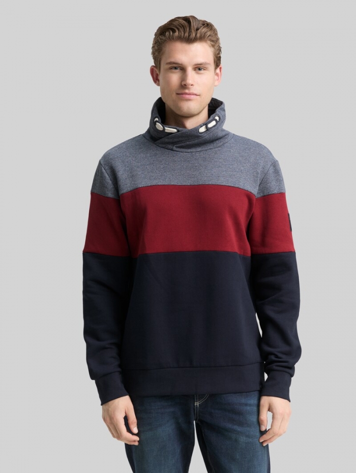 Tom Tailor Snood Sweatshirt mit Colour Blocking - Cabarnet Bordeaux Red Tom Tailor Snood Sweatshirt mit Colour Blocking - Cabarnet Bordeaux Red