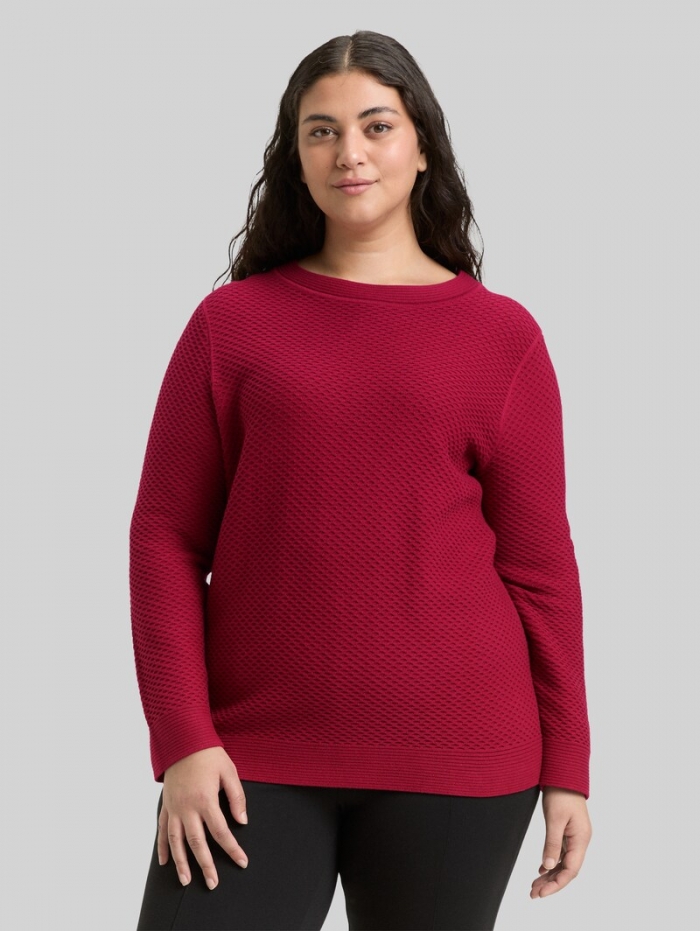 Tom Tailor Plus Size - Loose Fit Strickpullover aus Baumwolle - Rumba Red Tom Tailor Plus Size - Loose Fit Strickpullover aus Baumwolle - Rumba Red