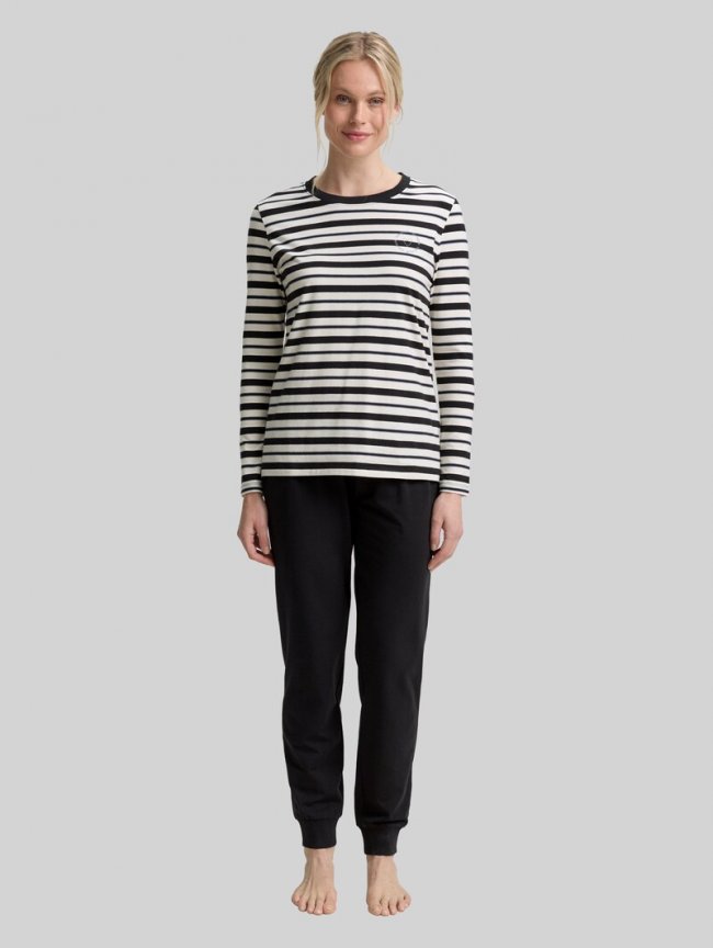 Tom Tailor Pyjama-Set mit Streifenmuster - Grey-dark-horizontal Stripe Tom Tailor Pyjama-Set mit Streifenmuster - Grey-dark-horizontal Stripe