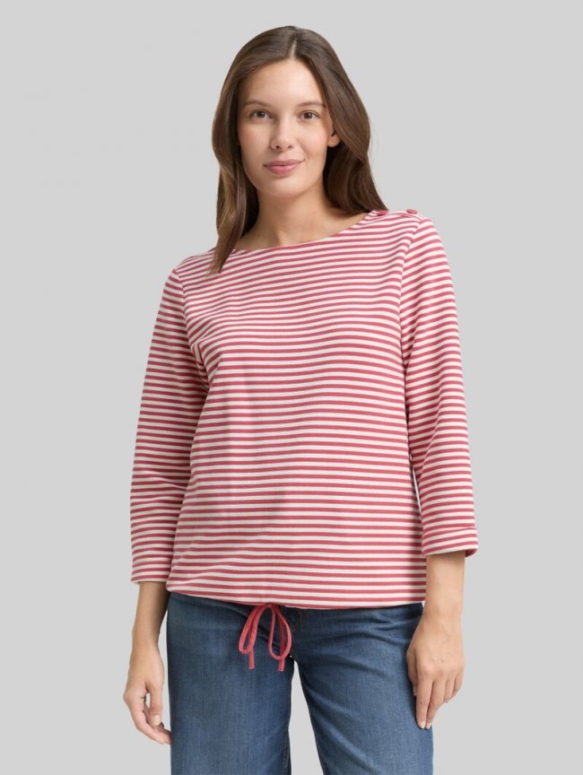 Tom Tailor Langarmshirt mit Knopf-Details - Pink Offwhite Regular Stripe Tom Tailor Langarmshirt mit Knopf-Details - Pink Offwhite Regular Stripe