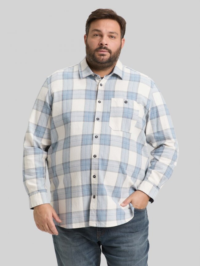 Tom Tailor Plus Size - Hemd mit Karomuster - White Light Blue Check Tom Tailor Plus Size - Hemd mit Karomuster - White Light Blue Check