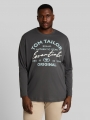 Tom Tailor Plus Size - Langarmshirt mit Logo-Print - Dark Shadow Tom Tailor Plus Size - Langarmshirt mit Logo-Print - Dark Shadow