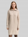 Tom Tailor Mini-Kleid mit Troyer-Kragen - Cosy Beige Melange Tom Tailor Mini-Kleid mit Troyer-Kragen - Cosy Beige Melange