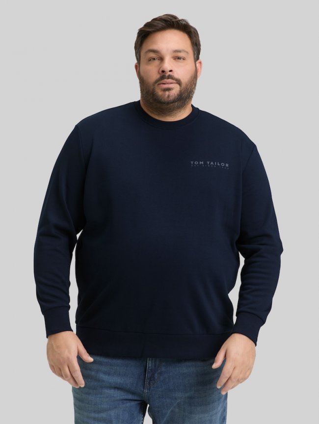 Tom Tailor Plus Size - Sweatshirt mit Logo-Print - Sky Captain Blue Tom Tailor Plus Size - Sweatshirt mit Logo-Print - Sky Captain Blue