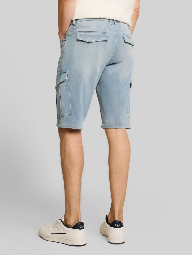 Tom Tailor TTMARVIN STRAIGHT Cargo Jeans Shorts - Light Stone Blue Grey Denim Tom Tailor TTMARVIN STRAIGHT Cargo Jeans Shorts - Light Stone Blue Grey Denim