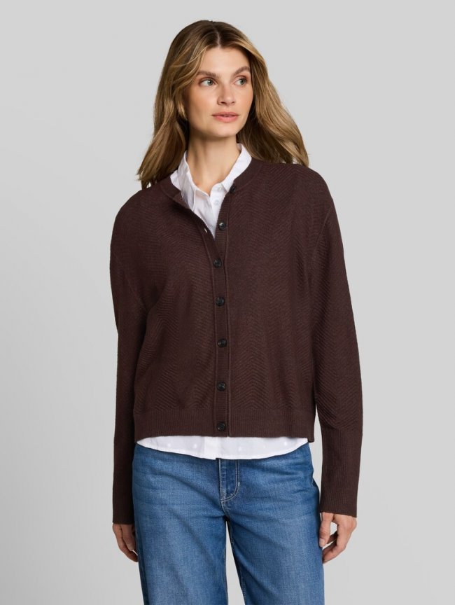 Tom Tailor Cardigan mit Rundhalsausschnitt - Java Dark Brown Melange Tom Tailor Cardigan mit Rundhalsausschnitt - Java Dark Brown Melange