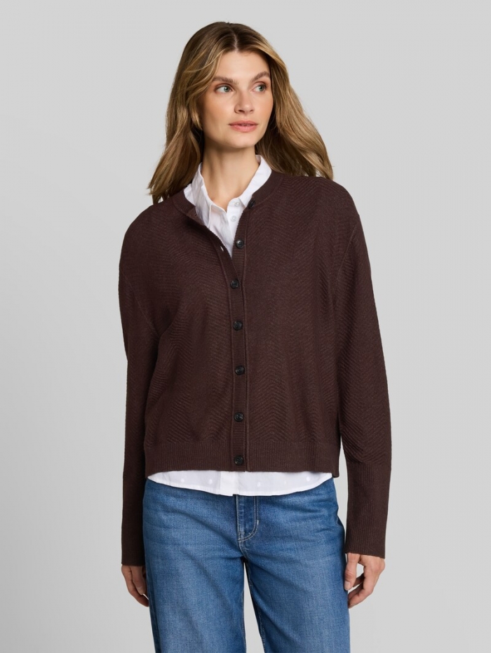 Tom Tailor Cardigan mit Rundhalsausschnitt - Java Dark Brown Melange Tom Tailor Cardigan mit Rundhalsausschnitt - Java Dark Brown Melange
