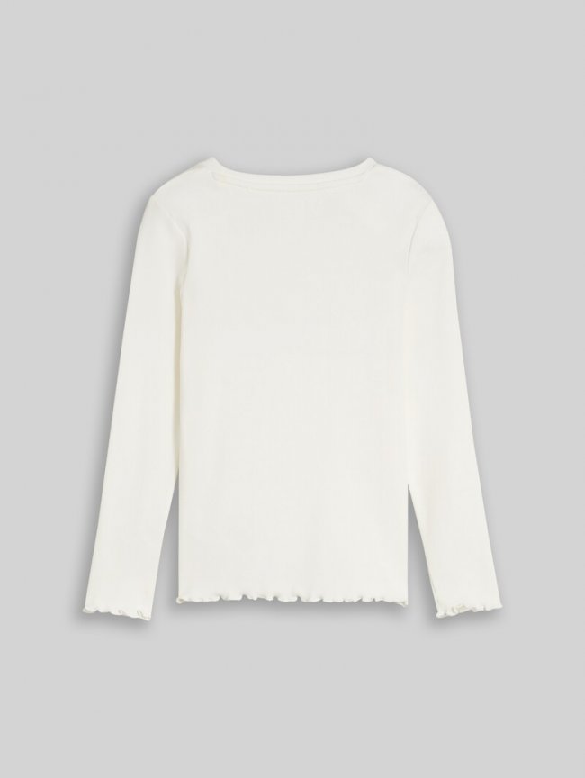 Tom Tailor Langarmshirt mit Rippstruktur - Whisper White Tom Tailor Langarmshirt mit Rippstruktur - Whisper White