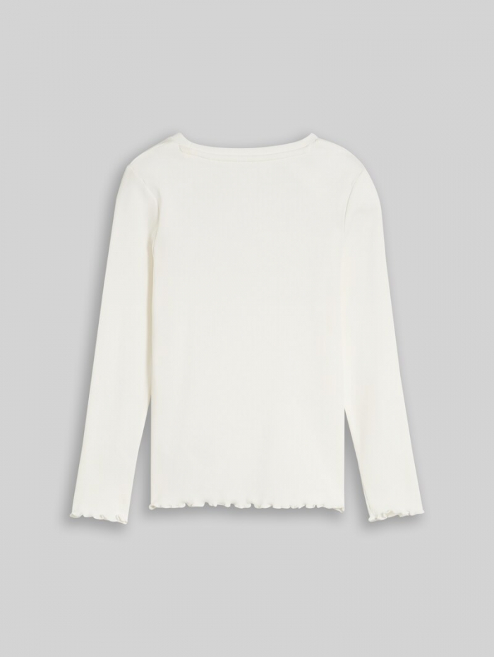 Tom Tailor Langarmshirt mit Rippstruktur - Whisper White Tom Tailor Langarmshirt mit Rippstruktur - Whisper White
